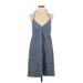 Limited Edition Casual Dress - A-Line V Neck Sleeveless: Blue Solid Dresses - Women's Size 6