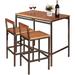 3 PCS Patio Bar Table Set, Outdoor Rattan Bar Set