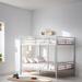 Full Over Full Bunk Bed with Support Legs, Metal Bed with Full Length Safety Guardrail, Kid's Bed for Bedroom, Silver