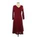 Jones New York Casual Dress - Sweater Dress: Burgundy Dresses - Women's Size Large