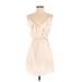 BCBGeneration Casual Dress - Mini Plunge Sleeveless: Ivory Solid Dresses - Women's Size 2X-Small