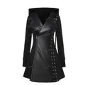 ROSEGAL-Manteau Gothique à Capuche avec Panneau en PU Vêtement d'Extérieur Slim Col Rabattu à