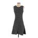 Theory Casual Dress - A-Line Crew Neck Sleeveless: Gray Print Dresses - Women's Size 4