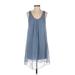 pura seta Casual Dress - A-Line Scoop Neck Sleeveless: Blue Dresses - Women's Size 2
