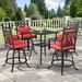Darby Home Co Square 4 - Person 32.7" L Outdoor Dining Set w/ 29"W Stools Metal in Black/Red | 32.7 W x 32.7 D in | Wayfair