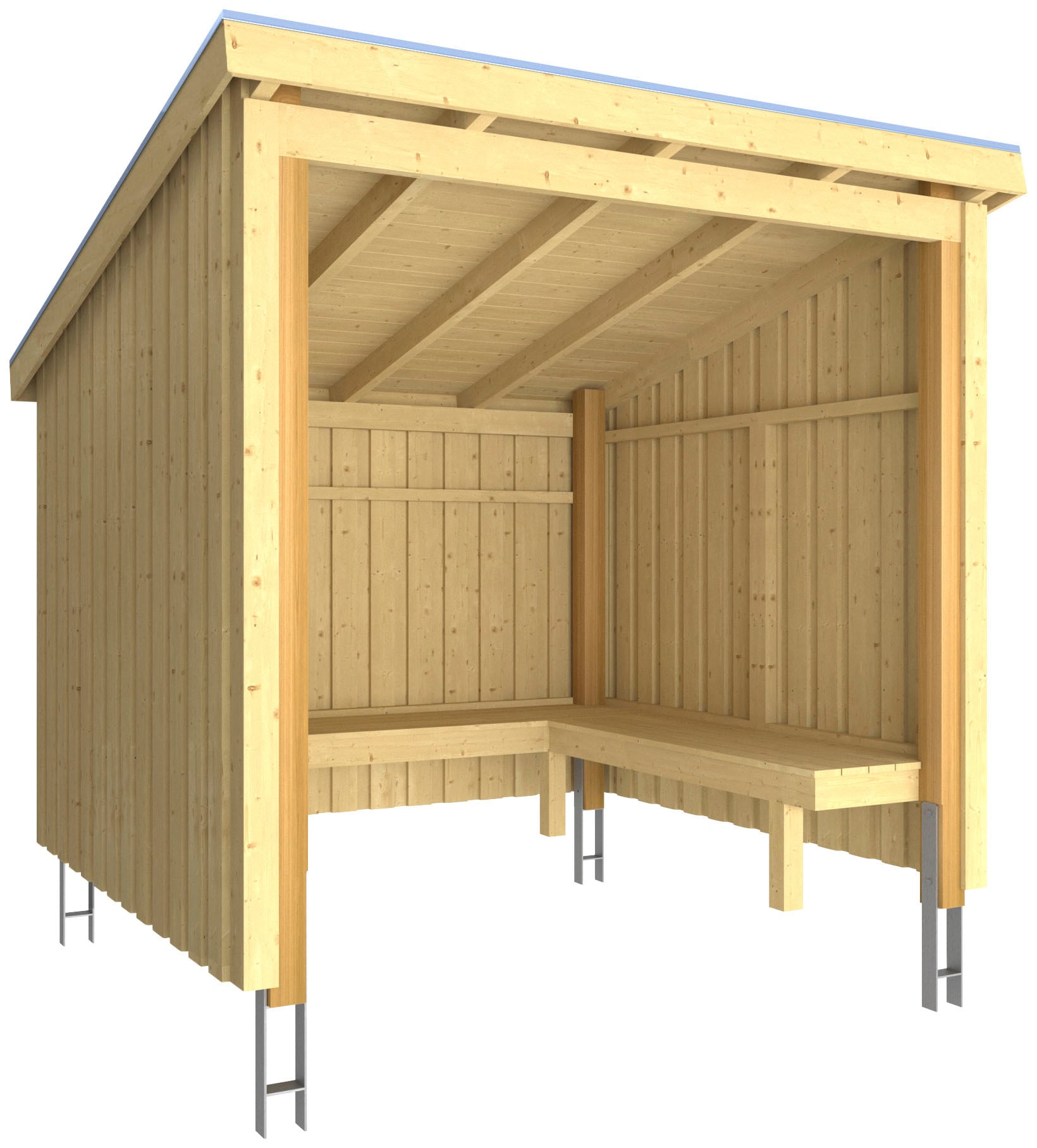 Gartenhaus PLUS "Nordic", beige (natur), Holzwerkstoff, Gartenhäuser, Grillhütte - 5 m², inkl. Dachpappe/Aluleisten/H-Füße Image