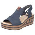 Keilsandalette RIEKER Gr. 40, blau (dunkelblau) Damen Schuhe Sandaletten