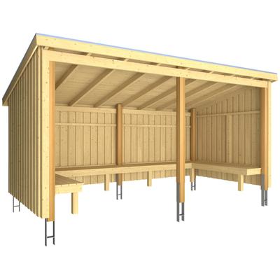 Gartenhaus PLUS "Nordic", beige (natur), Holzwerkstoff, Gartenhäuser, Grillhütte 9,5 m², inkl. Dachpappe/Aluleisten/H-Füße Image