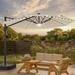 Arlmont & Co. Mithun 11 Feet LED Patio Cantilever Umbrella w/ A Base/Stand, Outdooroffset Hanging Rotation W/Solar Lights in Black | Wayfair