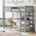 Esthela Twin Platform Loft Bed w/ Shelves by Harriet Bee Wood in Brown/Gray | 68.3 H x 42 W x 79.7 D in | Wayfair 7909A3AA7DC74B9AB583D8AFA2B4A040