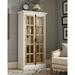 Red Barrel Studio® 2 - Door Curio Cabinet in Antique White & Brown Wood in Brown/White | 75.5 H x 32.6 W x 16.4 D in | Wayfair