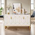 Mercer41 Zug White & Gold Sideboard Buffet Cabinet Wood in Brown/White/Yellow | 35.43 H x 59.05 W x 15.35 D in | Wayfair