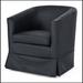 Barrel Chair - Mercer41 Zaine 27.36" Wide Swivel Barrel Chair Wood/Fabric in Black/Brown | 29.33 H x 27.36 W x 26.38 D in | Wayfair