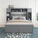 Latitude Run® Functional Wood Bed w/ 4 Drawers & All-in-One Cabinet & Shelf Wood in Gray | 5.91 H x 22.83 W x 57.87 D in | Wayfair