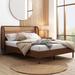 Latitude Run® Modern Cannage Rattan Wood Platform Bed Wood & Upholstered/ in Brown | 41.39 H x 82.69 W x 64.69 D in | Wayfair