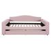 Red Barrel Studio® Maitre Daybed w/ Trundle Upholstered/Wool, Solid Wood in Pink | 35.4 H x 42.5 W x 87.2 D in | Wayfair