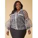 Plus Size Polka Dot Organza Shirt