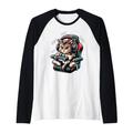 Katze spielt Videospiele Gamer Gaming Cat Pow Pow Grafik Raglan