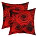 Red Rose Throw Pillow Covers 18x18 Inch Set of 2 Ombre Red Black Floral Pillow Covers for Sofa Bed Couch Botanical Blossom Cushion Covers Valentine s Day Gift Decorative Pillow Covers