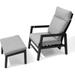Reclining Patio Chiar with Ottoman Patio Reclining Chair w/Cushion Outdoor Conversation Set All Weather for Patio Lawn Garden Yard Balcony Poolside Gray