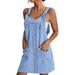 Pxiakgy dresses for women 2024 Women Soild Pinafore Square Apron Garden Work Pinafore Dress Suspender Dress womens dresses Light blue + XL