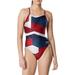 Speedo Women s Glimmer Crossback One-Piece Swimsuit (Red/White/Blue 24)