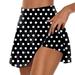 Hvyesh Women s Casual Stretchy Mini Skater Skirt with Shorts High Waist Tennis Skirts Inner Shorts for Ladies Print Mini Skirt