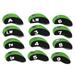 12 PCS Golf Club Head Covers Golf Iron Pole Number Cover Club Protective Head Cover Black Green