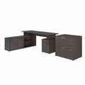72 x 59 x 30 in. Jamestown L Shaped Desk with Drawers & Lateral File Cabinet Storm Gray