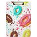 GZHJMY Donut Food Dessert Polka Dot Clipboards for Kids Student Women Men Letter Size Plastic Low Profile Clip 9 x 12.5 in Sliver Clip Whiteboard Clipboards