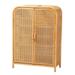 bali & pari Curacao Modern Bohemian Light Honey Rattan 2-Door Storage Cabinet