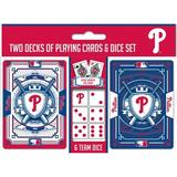 MasterPieces Officially Licensed MLB Philadelphia Phillies 2-Pack Playing cards & Dice set for Adults
