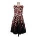 Talbots Casual Dress - A-Line: Black Floral Dresses - Women's Size 6