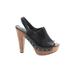 Via Spiga Heels: Slingback Platform Bohemian Black Solid Shoes - Women's Size 7 1/2 - Peep Toe