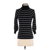 Express Design Studio Turtleneck Sweater: Black Stripes Tops - Women's Size Small