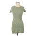 Pull&Bear Casual Dress - Mini: Green Solid Dresses - Women's Size Large