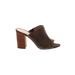 Nine West Mule/Clog: Slide Chunky Heel Boho Chic Brown Print Shoes - Women's Size 8 1/2 - Open Toe