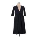 Jil Sander Navy Casual Dress - A-Line Plunge 3/4 sleeves: Blue Print Dresses - Women's Size 32