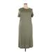 Jessica Simpson Casual Dress - Midi Crew Neck Short Sleeve: Green Solid Dresses - Women's Size 2X-Large