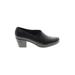 Clarks Heels: Slip-on Chunky Heel Work Black Solid Shoes - Women's Size 9 1/2 - Round Toe