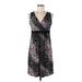 Apt. 9 Casual Dress V Neck Sleeveless: Black Print Dresses - Women's Size Medium