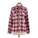 Marmot Long Sleeve Button Down Shirt: Burgundy Print Tops - Women's Size Large