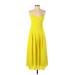 Banana Republic Casual Dress - A-Line V Neck Sleeveless: Yellow Solid Dresses - Women's Size 2 Petite