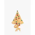 Eclectica Vintage Attwood & Sawyer 22ct Gold Plated Swarovski Crystal Christmas Tree Brooch, Dated Circa 1980s