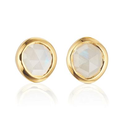 Gold Siren Mini Stud Earrings Moonstone