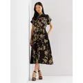 Lauren Ralph Lauren Wilisant Floral Print Linen Shirt Dress, Black/Tan