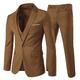 Allthemen Men's Suit 3-Piece Business Solid Slim Fit Suit Jacket&Pants&Vest Light Brown L