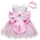 Slowmoose 1pcs Infant Newborn Baby Bow Princess Dress For Christmas, Birthday Party Pink-496 24M