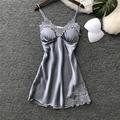 Slowmoose Women's Satin Sexy Babydoll Sleepwear GRAY M