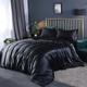 Slowmoose Luxury Satin Silk Bedding Set - Queen, King Size Bed Set Black 1.5m 4pcs flat sheet